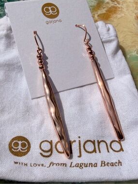 Gorjana Rose Gold Long Textured Dangle Earrings